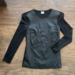 St. John Black Leather Top